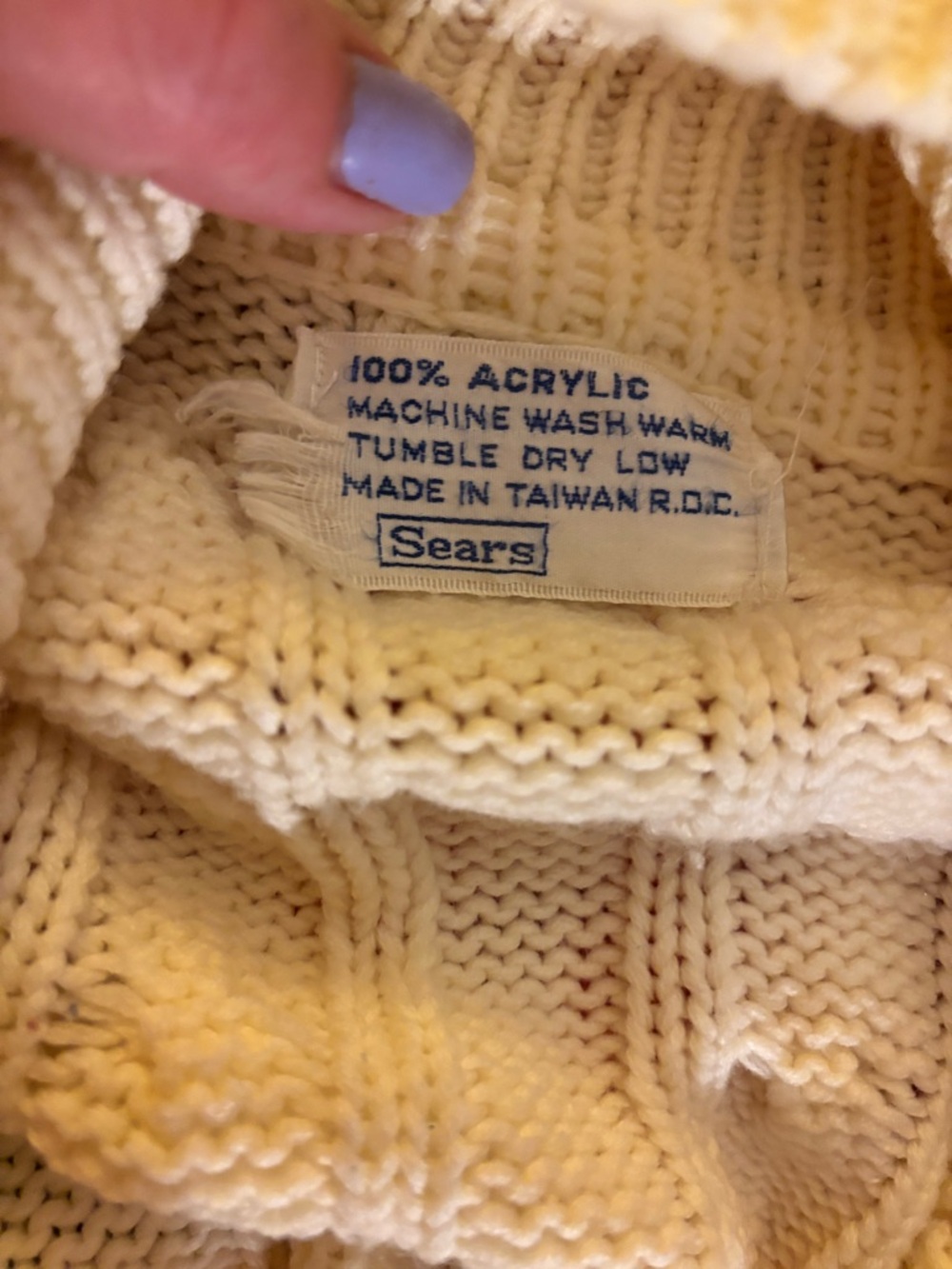 Sears Ivory Cable Knit Button-Up Cardigan - Picture 6 of 6